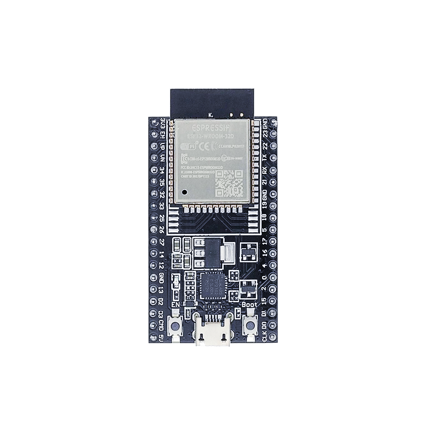 ESP32 development board with a USB cable
