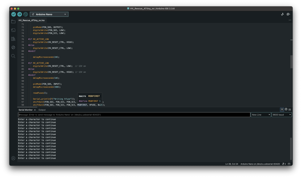 Screenshot of the Arduino Nano HV Rescue Shield schematic