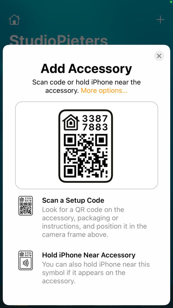 Scanning the ESP32's QR code in the Home app