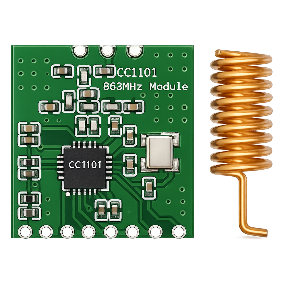 CC1101 868MHz SPI RF module used to clone the remote's signal