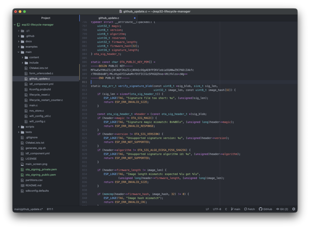 Pasting the OTA public key into main/github_update.c