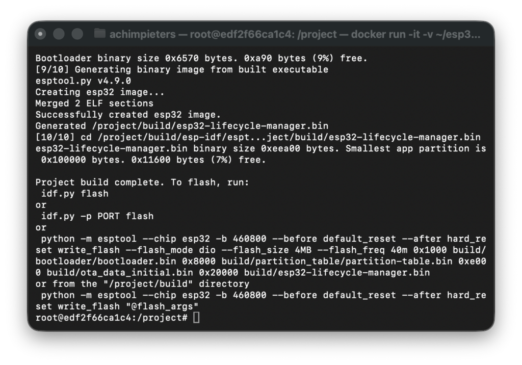Terminal output showing the Lifecycle Manager build finished