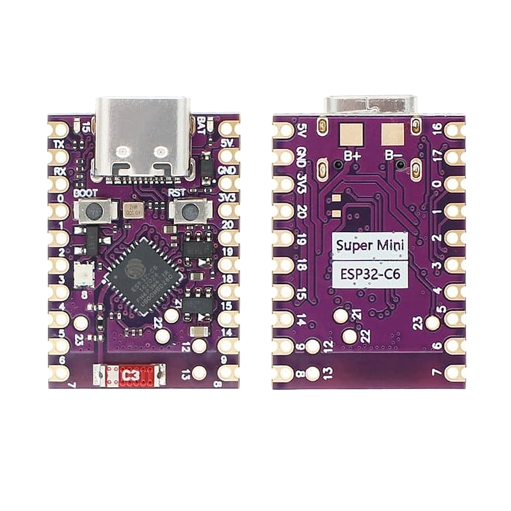 ESP32-C6 SUPER MINI board with its onboard NeoPixel