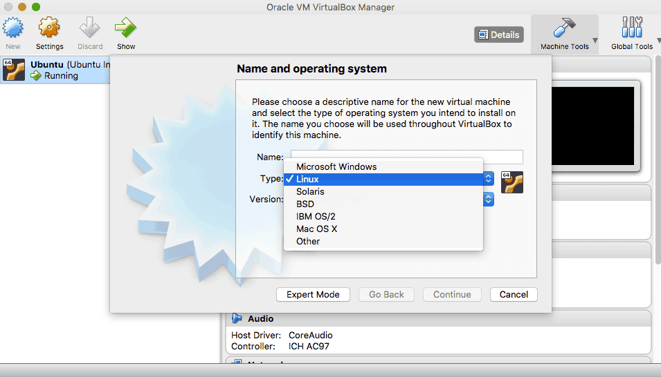 linux virtualbox mac os x