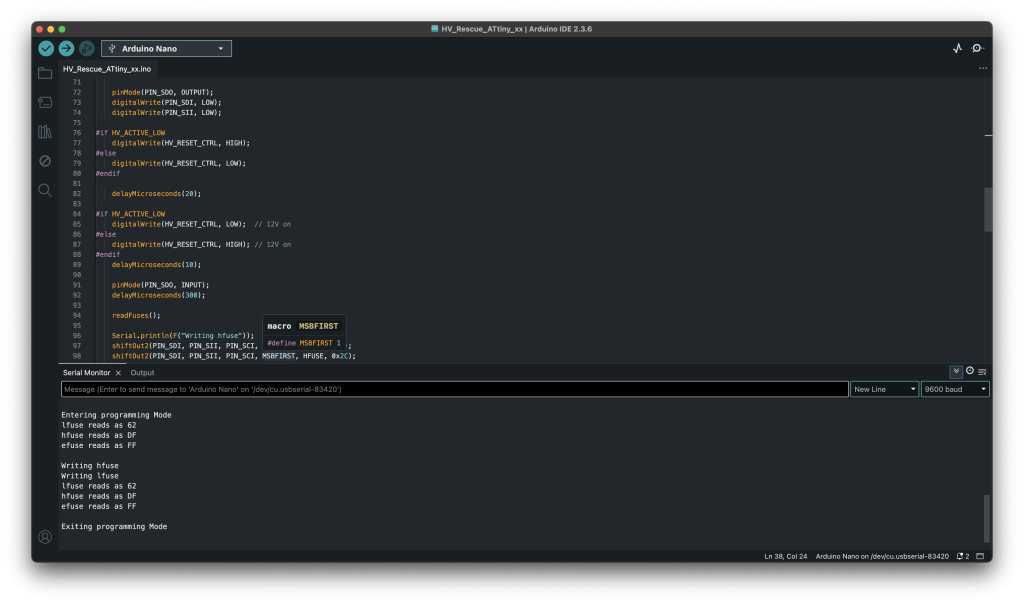 Screenshot of the Arduino Nano HV Rescue Shield PCB layout