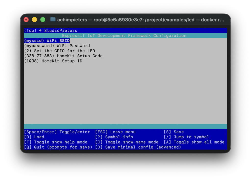 The idf.py menuconfig Wi-Fi settings screen