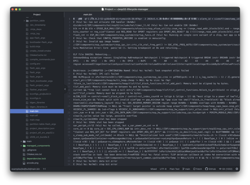 Terminal screenshot signing the compiled firmware