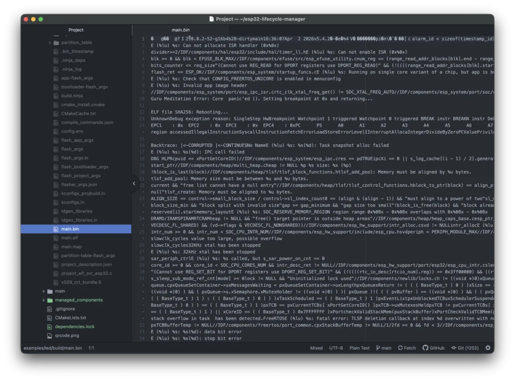 Terminal screenshot signing the compiled firmware