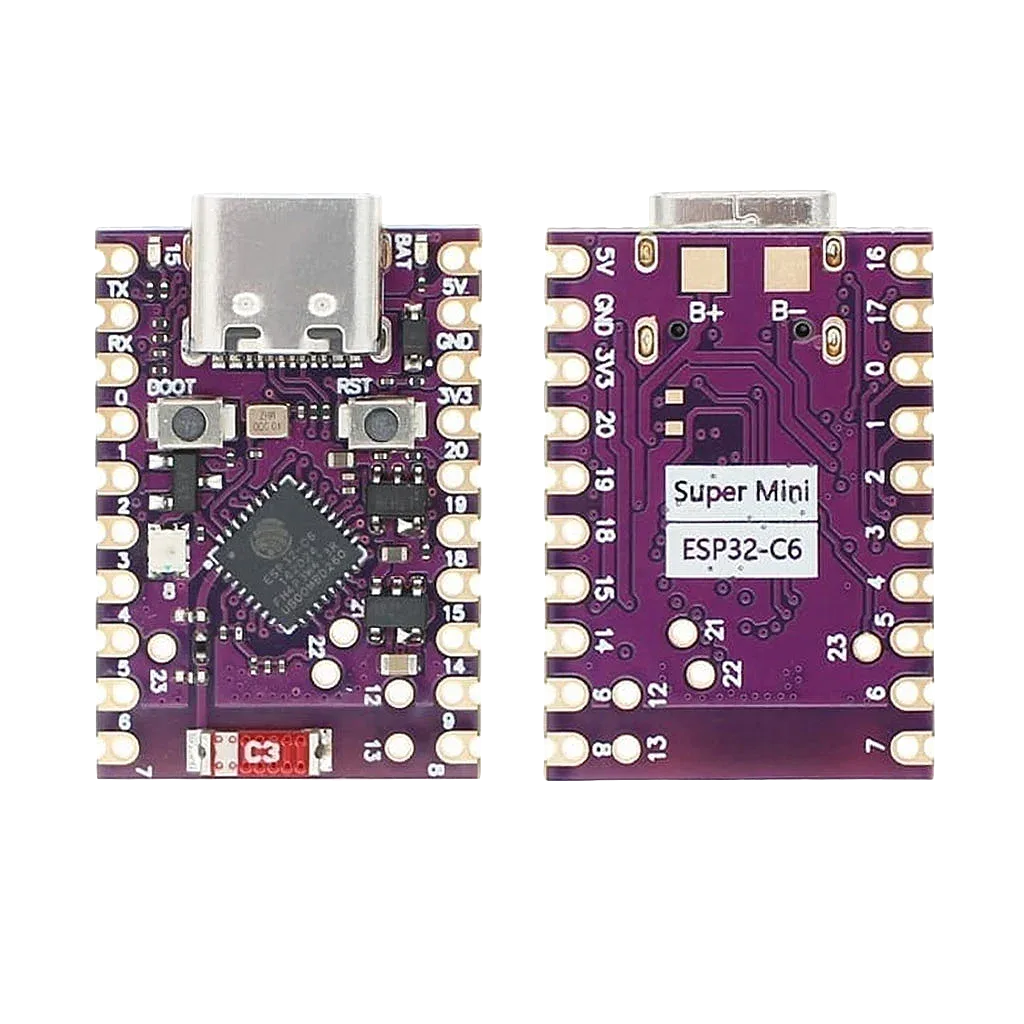 ESP32-C6 SUPER MINI board with its onboard NeoPixel