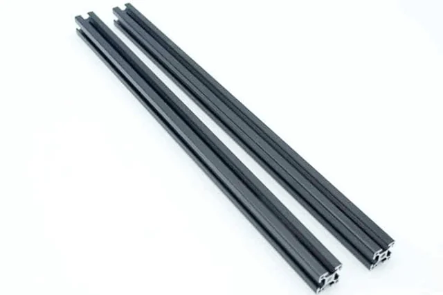 Two black aluminium profiles