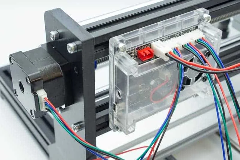 The controller with the motor cables plugged in