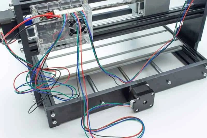 The machine with all the motor cables connected and still loose