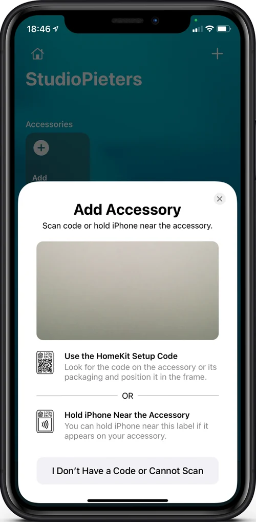 The Add Accessory screen of the Home app