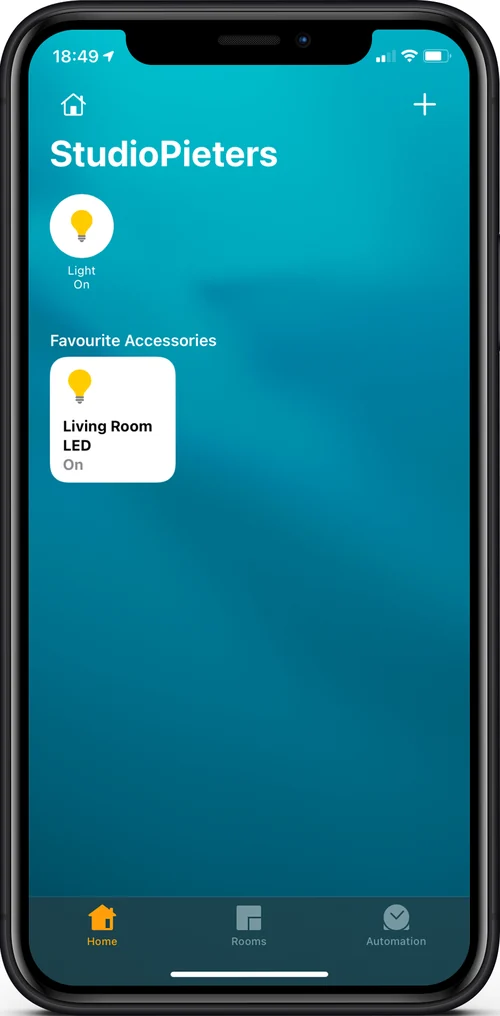A light called LED, switched on, in the Home app