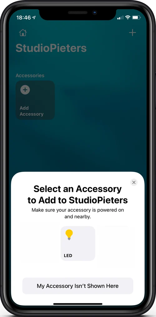 The Home app showing the LED accessory to add