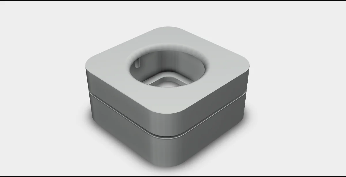 The closed two-part square motion sensor housing with an opening on top