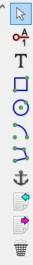 Symbol Editor drawing toolbar with select, pin, text, rectangle, circle, arc and polygon tools