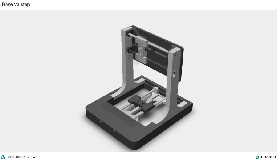 A render of the engraver seen from the front with the frame and the slider