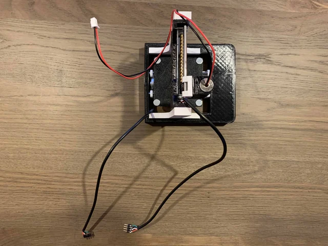 The frame with the wires of the stepper motors attached
